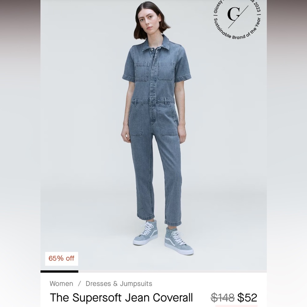 everlane supersoft jean coverall jumpsuit